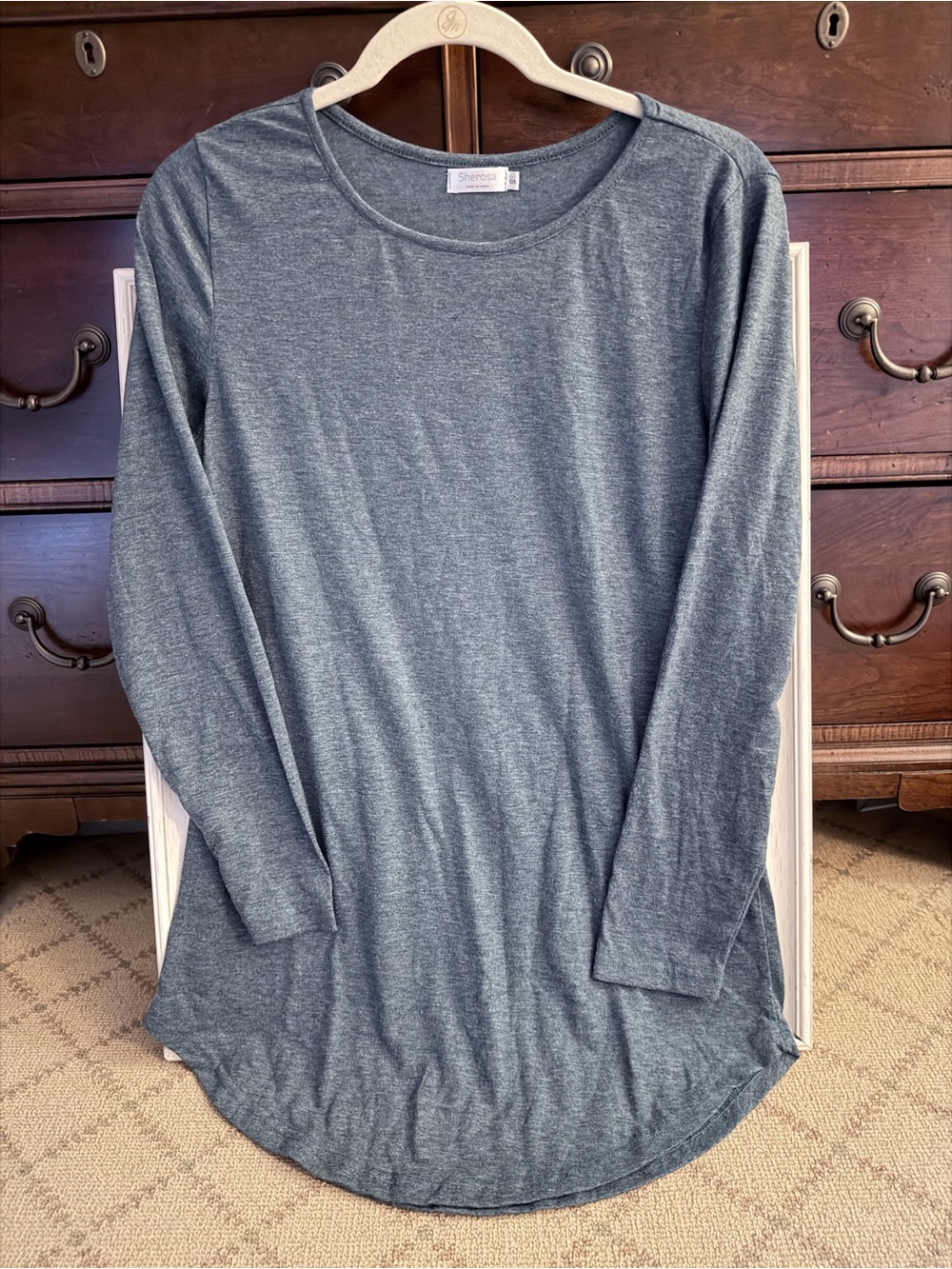 Sherosa Heathered blue gray crew neck tunic M